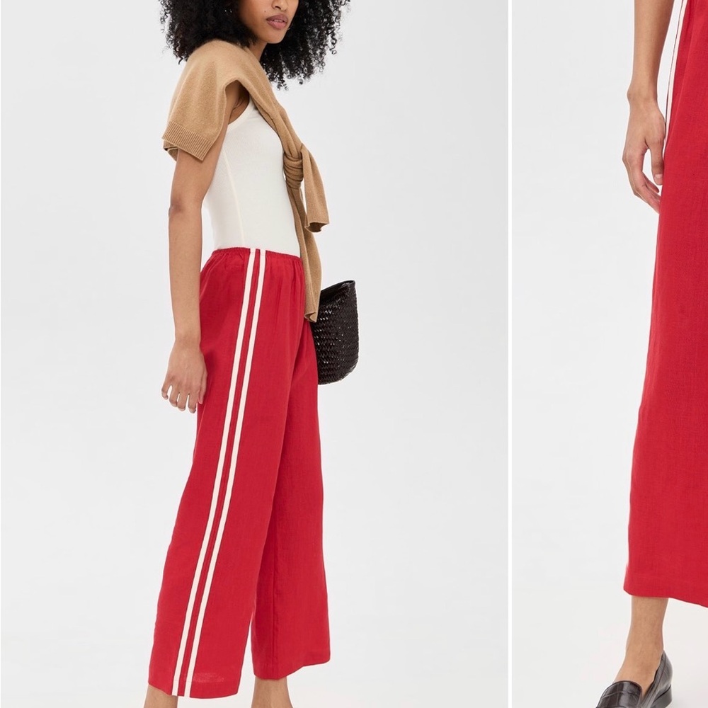 DONNI Linen stripe crop pant